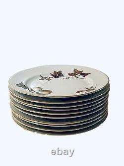 (10) Royal Worcester EVESHAM GOLD Round 8 Salad Plates Set England Vintage 1961