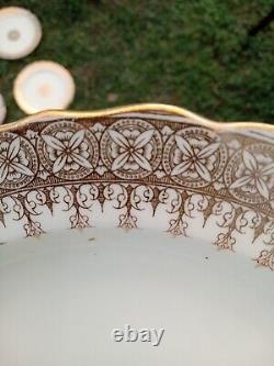 12 Antique Royal Worcester Richard Briggs Boston Gold Gilded Luncheon Plates