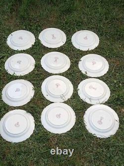 12 Antique Royal Worcester Richard Briggs Boston Gold Gilded Luncheon Plates