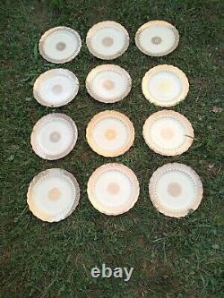 12 Antique Royal Worcester Richard Briggs Boston Gold Gilded Luncheon Plates