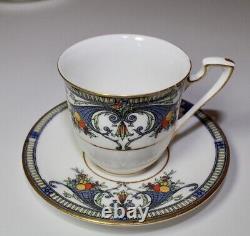 12-Piece Royal Worcester Porcelain China Blue Cornucopia Espresso Set 1918