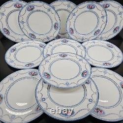 12 Royal Worcester Cameo Dinner Plate Set Antique Floral Basket Dish England Lot