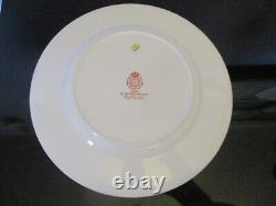 12 Vintage Royal Worcester Royal Garden Pink White Rose Gold Gilt Dinner Plates