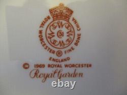 12 Vintage Royal Worcester Royal Garden Pink White Rose Gold Gilt Dinner Plates