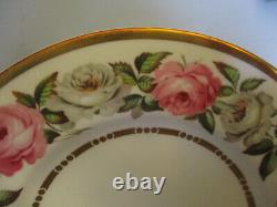 12 Vintage Royal Worcester Royal Garden Pink White Rose Gold Gilt Salad Plates