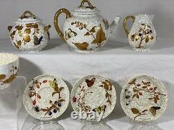 1879 Royal Worcester butterfly&insect tea set teapot creamer sugar Teacup