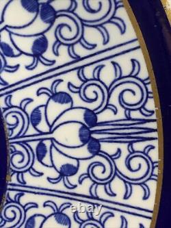 18TH C. Worcester Royal Lily Cobalt Blue Lily Pattern Luncheon Plate Set Of 4