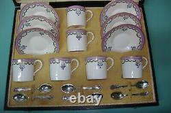 18pc ROYAL WORCESTER Mappin webb Porcelain Art Nouveau demitasse cup set in box