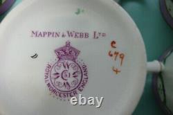 18pc ROYAL WORCESTER Mappin webb Porcelain Art Nouveau demitasse cup set in box