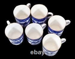 1917 Royal Worcester Chinoiserie Blue Willow porcelain 14pc coffee service for 6