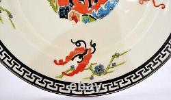 1929 Royal Worcester Set 5 Dinner Plate Chinese Sty Chinoiserie Stag Deer Crane