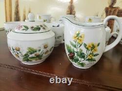 1990 Royal Worcester England Worcester Herbs Fine Porcelain 15 Pc. Coffee Set