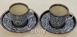 2 Antique 18th Century Dr Wall Royal Worcester Royal Lily Pattern Cups withSaucers