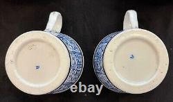 2 Antique 18th Century Dr Wall Royal Worcester Royal Lily Pattern Cups withSaucers