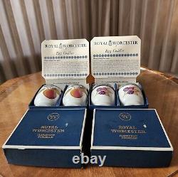 2 Box Sets Vintage Royal Worcester EVESHAM Porcelain Egg Coddler Peach & Berries