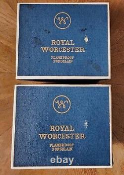 2 Box Sets Vintage Royal Worcester EVESHAM Porcelain Egg Coddler Peach & Berries