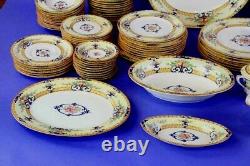20 pc SET Soup/Coffee Cups Saucer Antique Royal Worcester Cordova Yellow Border