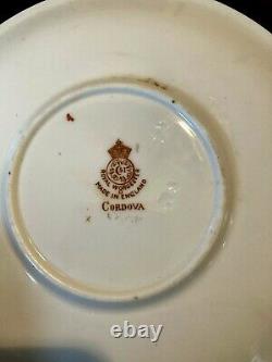 24 pc SET Soup/Cream Bowls Saucer Antique Royal Worcester Cordova Yellow Border