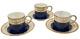 3 Davis Collamore Royal Worcester Blue Gold Demitasse Cup & Saucer Set C1707