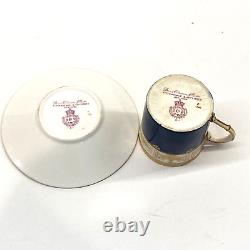 3 Davis Collamore Royal Worcester Blue Gold Demitasse Cup & Saucer Set C1707