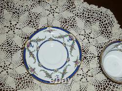 3 Lovely Royal Worcester Rosemary Dark Blue Cup And Saucer Sets. Rare Find