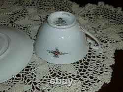 3 Lovely Royal Worcester Rosemary Dark Blue Cup And Saucer Sets. Rare Find