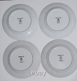 4 Royal Worcester 1986 EVESHAM VALE Green Rim 10 Dinner Plates Made in England