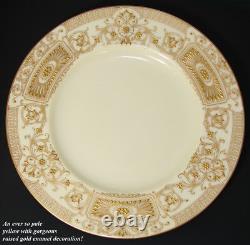 4pc Antique Royal Worcester 9 Plate Set, Raised Gold Enamel, for Tiffany & Co