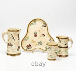 4pc Royal Worcester Hand Painted Aesthetic Porcelain Tea Set with Tray 1880
