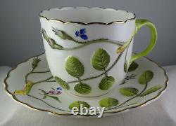 5 Royal Worcester Blind Earl Raised Design Multicolor Flat Cup Saucer Sets Mint