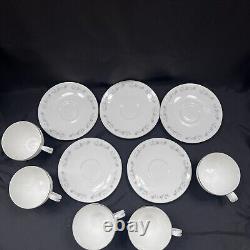 5 Set 1963 Royal Worcester Bridal Lace Tea Cups & Saucers Vintage Mint