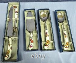 5pc Royal Worcester Evesham Gold Porcelain Handle Carving Setcake Serverspoons