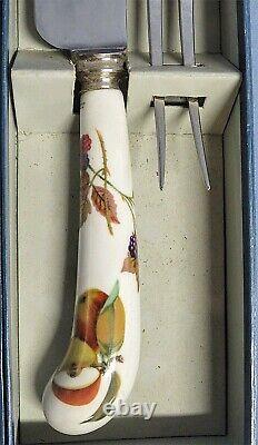 5pc Royal Worcester Evesham Gold Porcelain Handle Carving Setcake Serverspoons