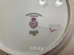 6 Antique Royal Worcester HANDPAINTED Ornate GILT PLATE Set Pink WithRose Design