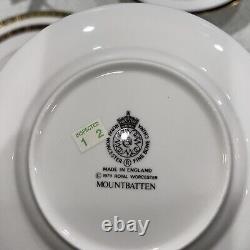 6 Pc Royal Worcester China England Mountbatten Cobalt Blue & Gold Dinner Setting