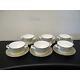 (6) Royal Worcester Balmoral Flat Cream Soup Bowl & Saucer Sets