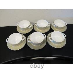 (6) Royal Worcester Balmoral Flat Cream Soup Bowl & Saucer Sets