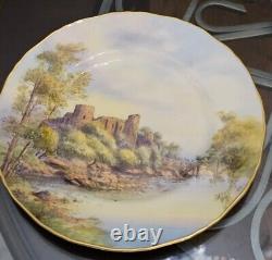 (6) Royal Worcester English Castles plates hand painted artist signed RARE set