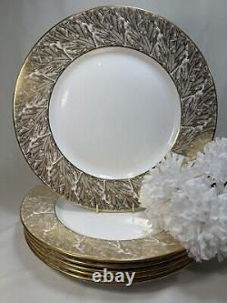 (6) Royal Worcester Gold Feathers 12.125 Inch CHARGER/SERVICE PLATE