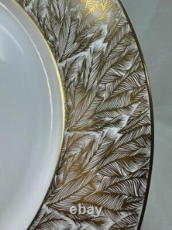 (6) Royal Worcester Gold Feathers 12.125 Inch CHARGER/SERVICE PLATE