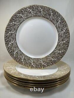 (6) Royal Worcester Gold Feathers 12.125 Inch CHARGER/SERVICE PLATE