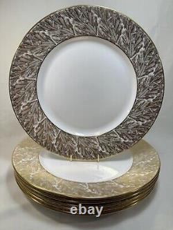 (6) Royal Worcester Gold Feathers 12.125 Inch CHARGER/SERVICE PLATE