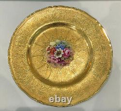 6 Royal Worcester Service Plates, Chargers, 24 Kt. Gold, Artist Signed