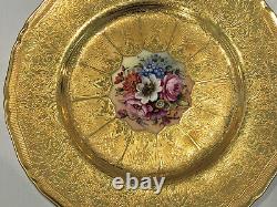 6 Royal Worcester Service Plates, Chargers, 24 Kt. Gold, Artist Signed