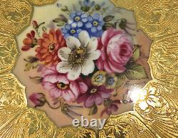 6 Royal Worcester Service Plates, Chargers, 24 Kt. Gold, Artist Signed