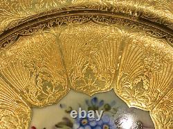 6 Royal Worcester Service Plates, Chargers, 24 Kt. Gold, Artist Signed