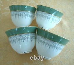 6 Sets Royal Worcester Regency Blue White Bone China Cups and Saucers