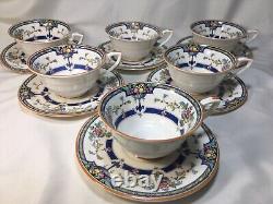 (6) c. 1927 Royal Worcester'Orlando' Blue Band CUP & SAUCER SETS RdN716134