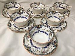 (6) c. 1927 Royal Worcester'Orlando' Blue Band CUP & SAUCER SETS RdN716134