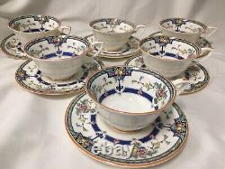 (6) c. 1927 Royal Worcester'Orlando' Blue Band CUP & SAUCER SETS RdN716134